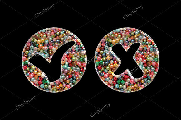 Approve Reject Beads Colorful Embroidery