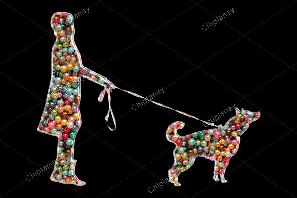 Colorful Dog Girl Embroidery