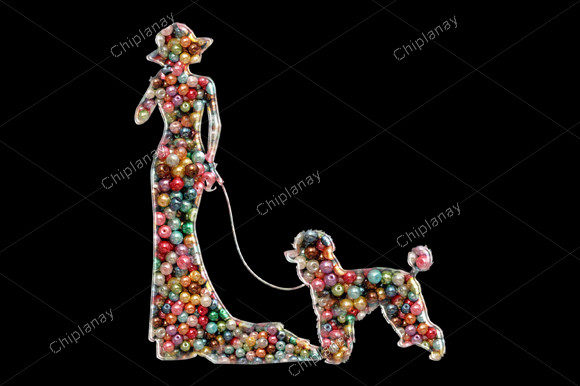 Dog Mother Girl Bead Colorful Embroidery
