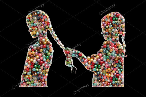 Family Girls Beads Colorful Embroidery