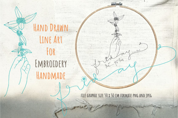 Happy Friday Embroidery Line Art