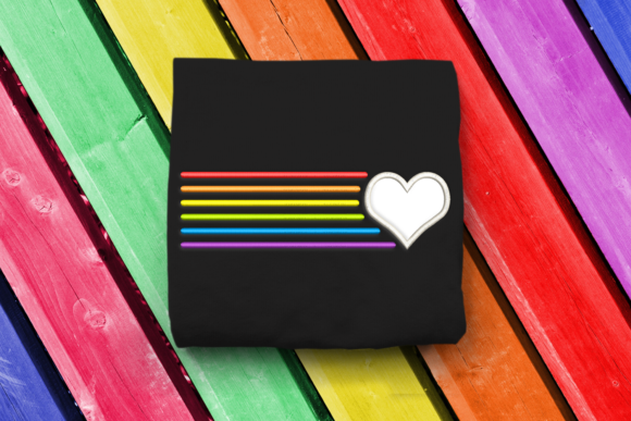 Heart with Rainbow Lines Applique