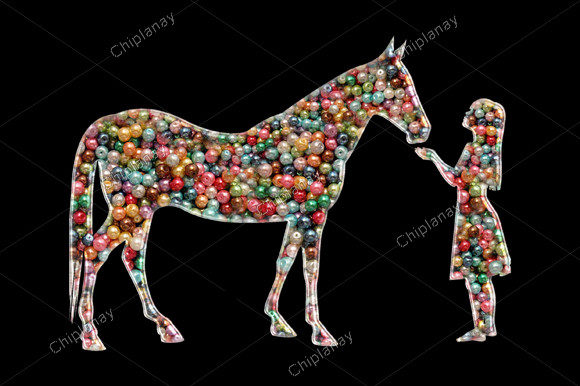 Horse Girl Beads Colorful Embroidery