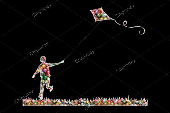 Kite Boy Beads Colorful Embroidery