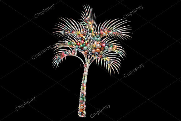 Palm Tree Beads Colorful Embroidery