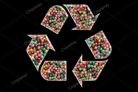 Recycle Icon Beads Colorful Embroidery