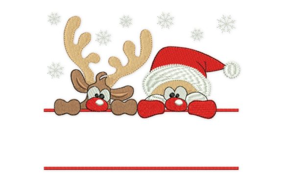Santa and Deer Frame Monogram