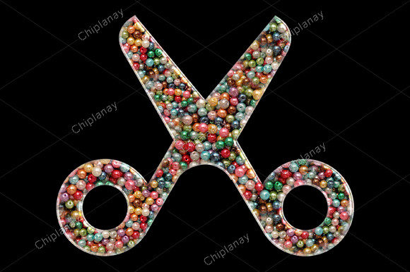 Scissors Barber Bead Colorful Embroidery