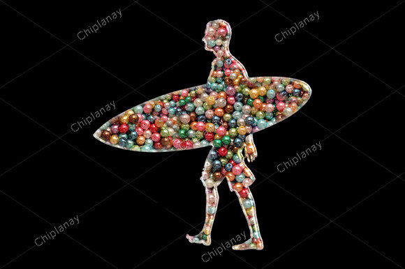 Surfing Sports Beads Colorful Embroidery