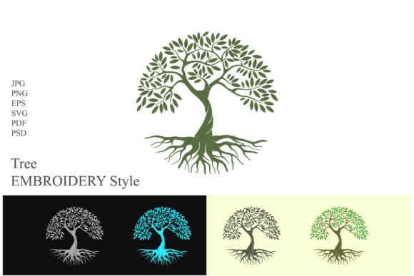 Tree Embroidery Style Logo